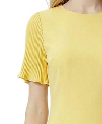 Petite Pleated Short-Sleeve Dress