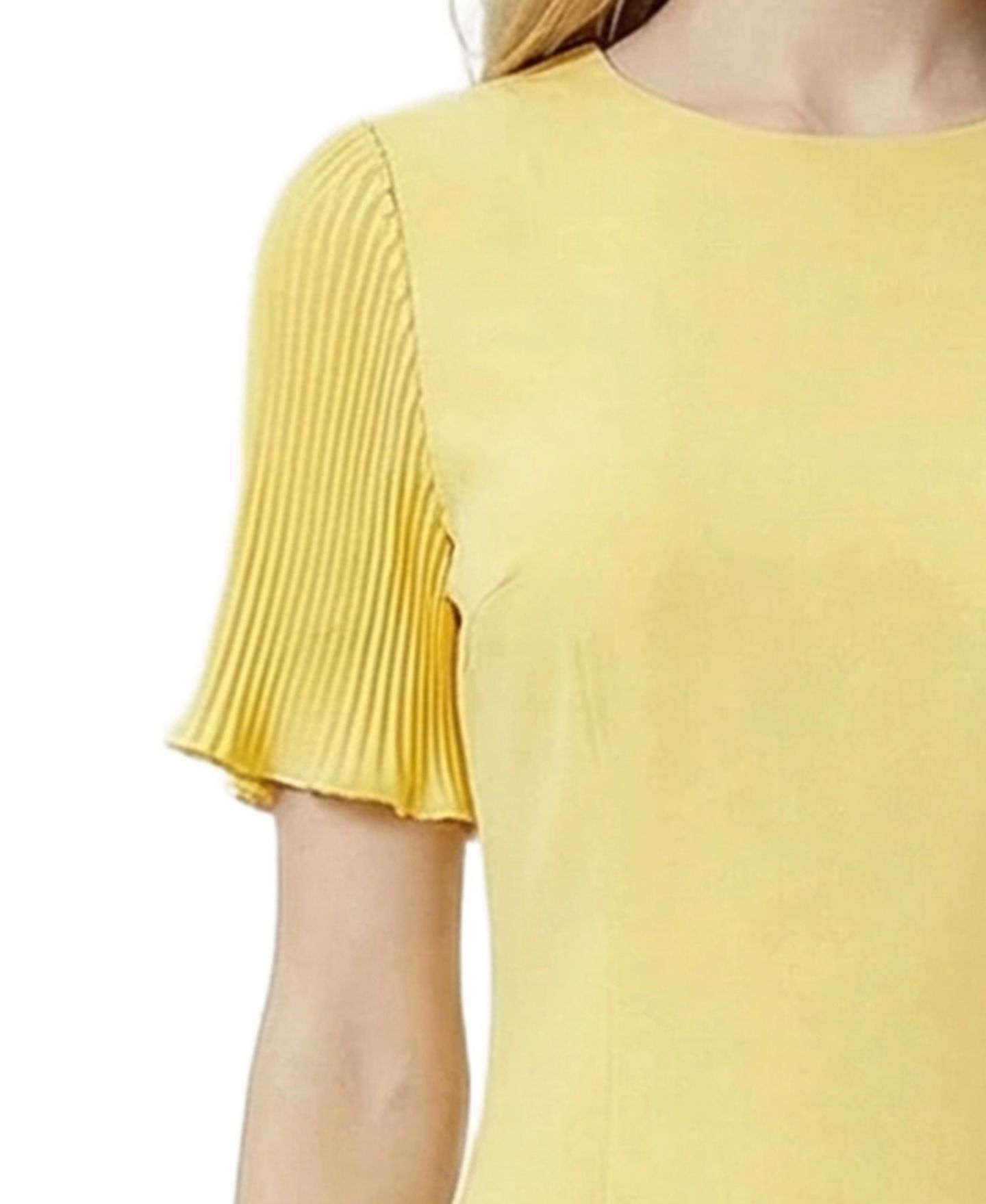 Женское платье NY Collection Petite Pleated Short-Sleeve, цвет: Banana — фото 3