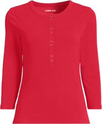 Women's 3/4 Sleeve Polished Rib Henley Top