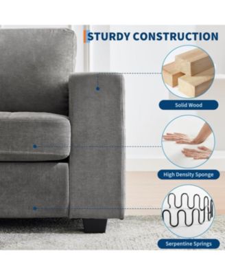 70" Oversized Cloud Couch, 93 Pounds Mid Century Chenille Sofa, No Assembly Required & Deep Seat