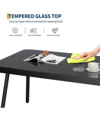 4-Piece Wicker Outdoor Furniture Set, Patio Sectional Sofa with Handmade Rattan and Metal Frame