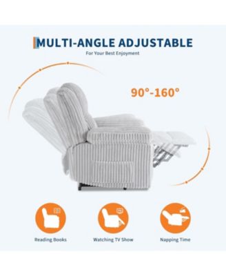 Corduroy Recliner Chair, Manual Recliner Sofa with Handle, Pillow Top Arms, Thick Padding, Side Pocket