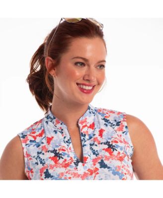 Women's Vine Floral Print Short Sleeve Golf Polo