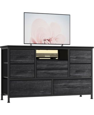 47" 8-Drawer TV Stand, LED Media Console with Power Outlet for Bedroom & Living Room
