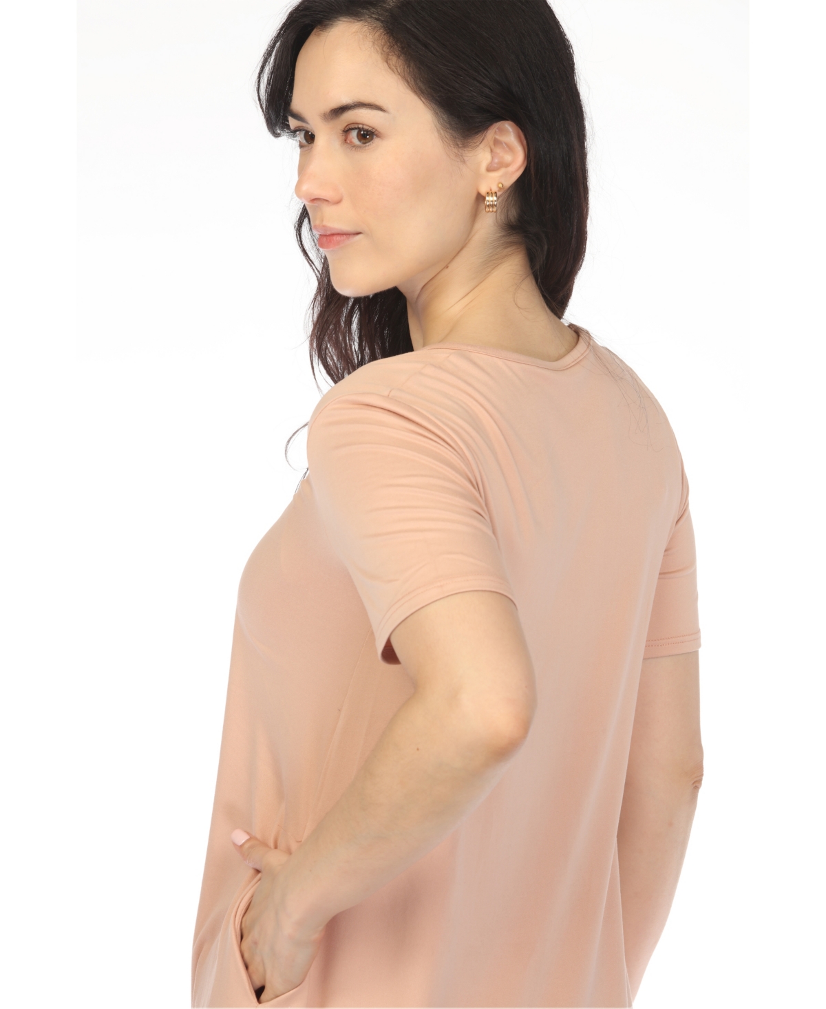 White Mark Women's Crew Neck T-Shirt Dress