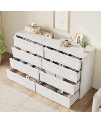 8 Drawer Antique Dresser, Wooden Double Chest for Living Room, Entryway