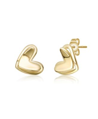 14K Gold Plated Interlocking Double Heart Stud Earrings