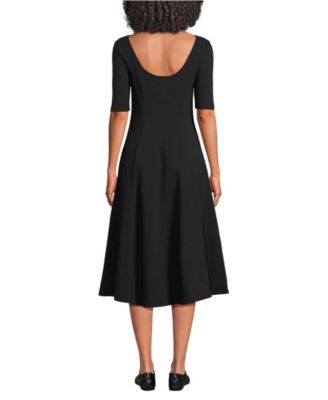 Women's Starfish Elbow Sleeve Midi Fit and Flare Dress