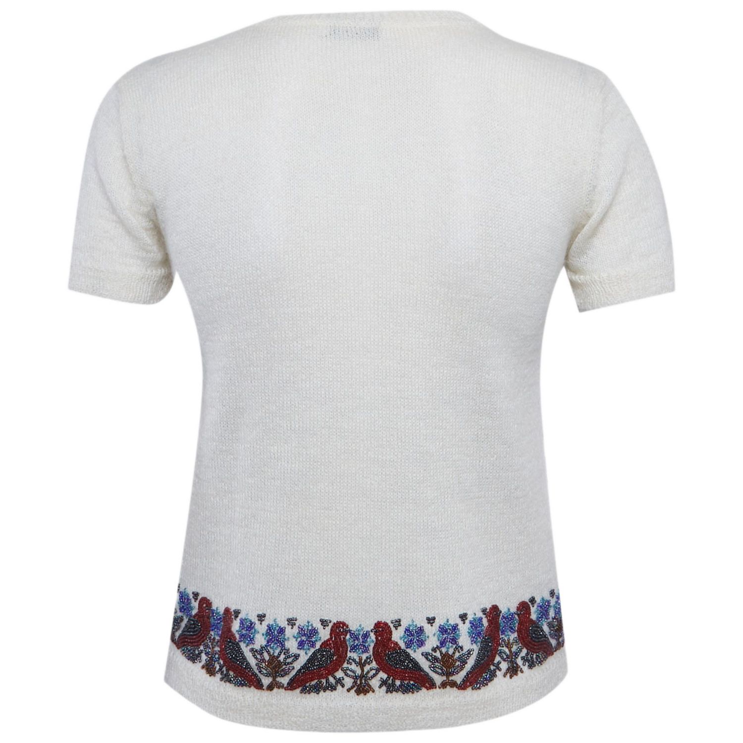 Women's Cheap And Chic Beaded Mohair Shirt Sleeve Sweater