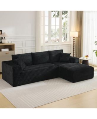 108'' Boneless Sectional Cloud Couches for Living Room L-Shape Corduroy Cloud Sectional Couch with Chaise Modern Modular Sectional Sofa