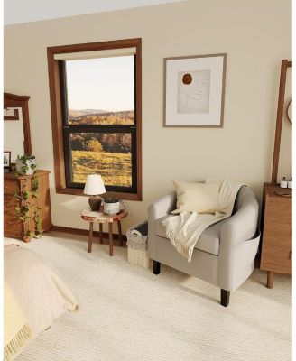 Accent Chairs Faux Leather Chairs Barrel Club Chairs Comfy Living Room Chairs with Sturdy Legs for Bedroom Reading Room Waiting Room