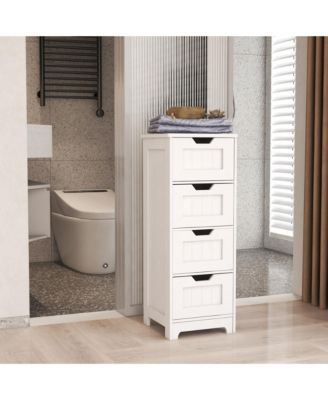 Bathroom Floor Cabinet, Freestanding Storage Organizer with 4 Drawers for Living Room, Laundry and Entryway