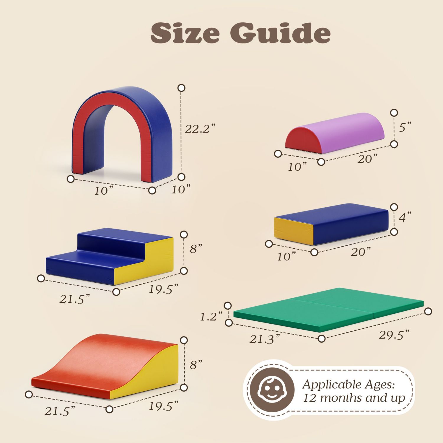 10-Piece Climb and Crawl Activity Play Set, Soft Foam Block for Climbing, Crawling and Sliding