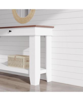 54" Long Console Table, Wooden Entryway Table with 2 Drawers & Open Storage Shelf, Sofa Table Behind Couch, Farmhouse Entry Foyer Table
