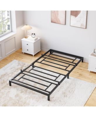  Twin Size Metal Bed Frame – Heavy Duty Platform Bed with Storage Space,Steel Support,No Box Spring Needed, Easy Assembly, Noise-Free
