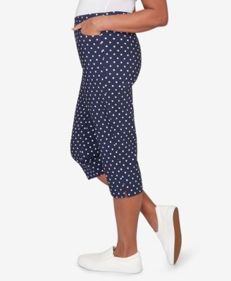 Women's Port Side Polka Dot Flat Front Denim Capri Jeans