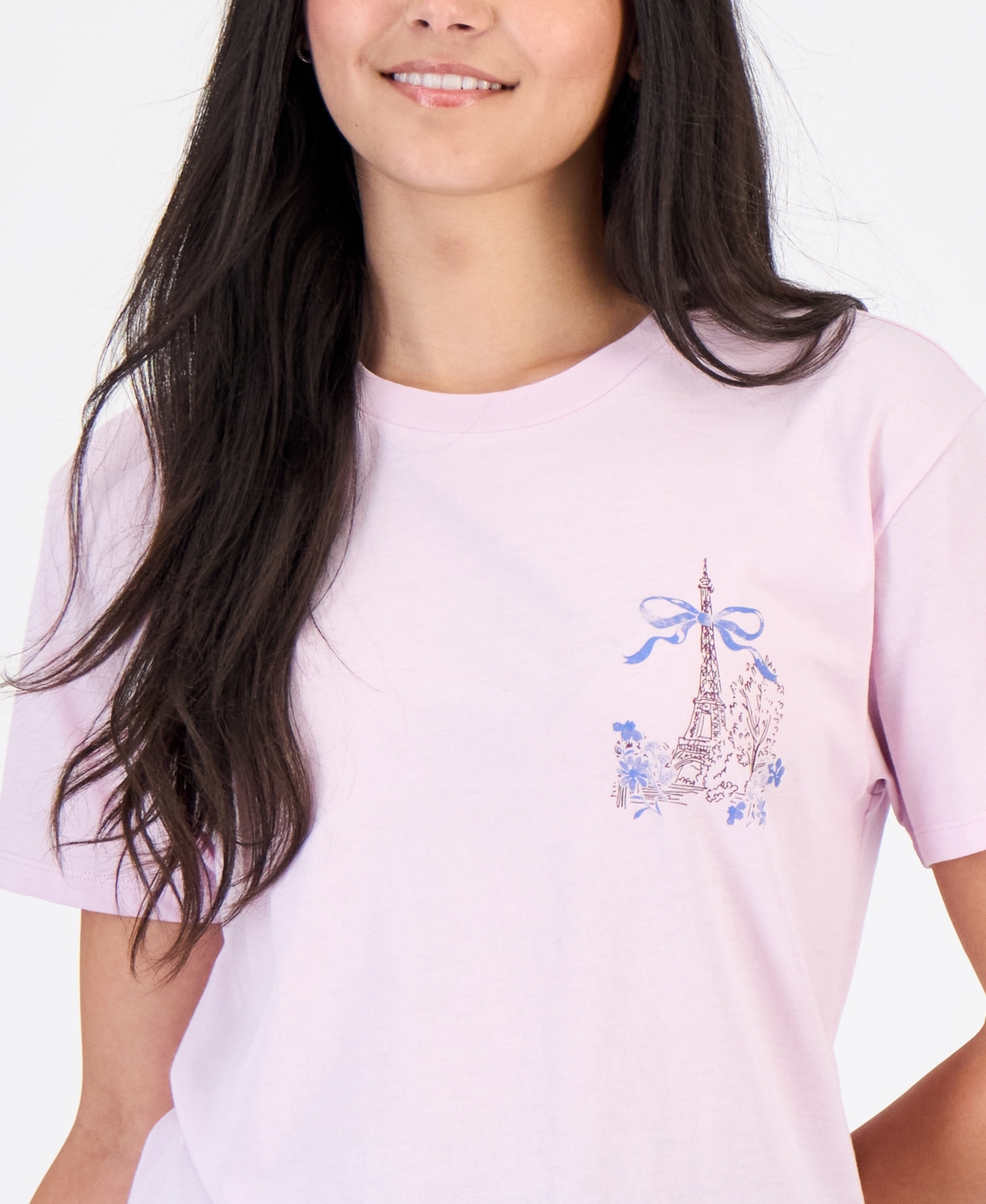 Rebellious One Juniors' Eiffel Tower Graphic Print T-Shirt