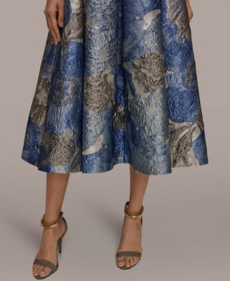 Women's Strapless Floral Midi Cocktail Dress