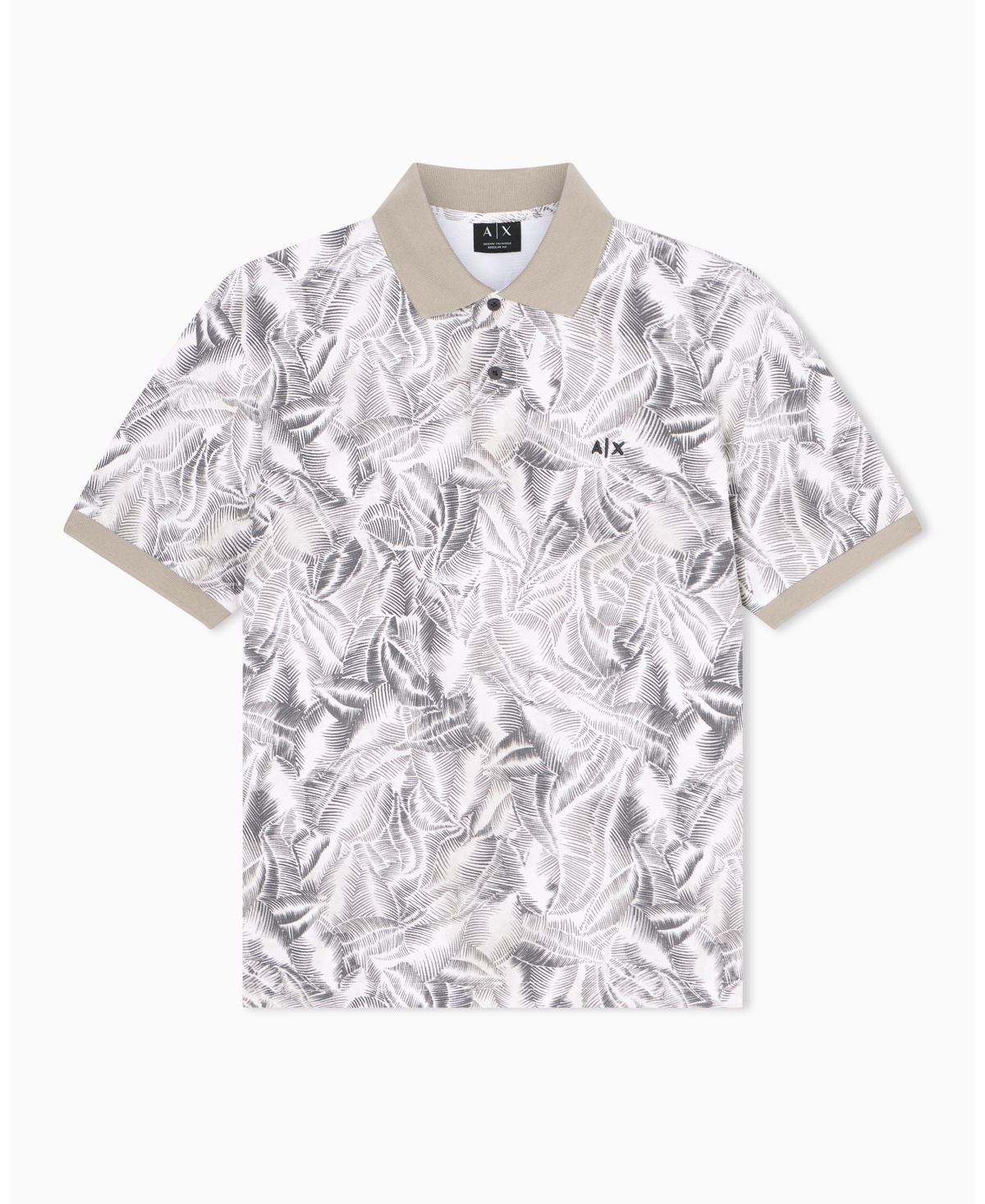 A|X Armani Exchange Men's Ibiza X Pique Leaf Print Polo Shirt