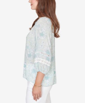 Petite Floral Silky Gauze Peasant Top