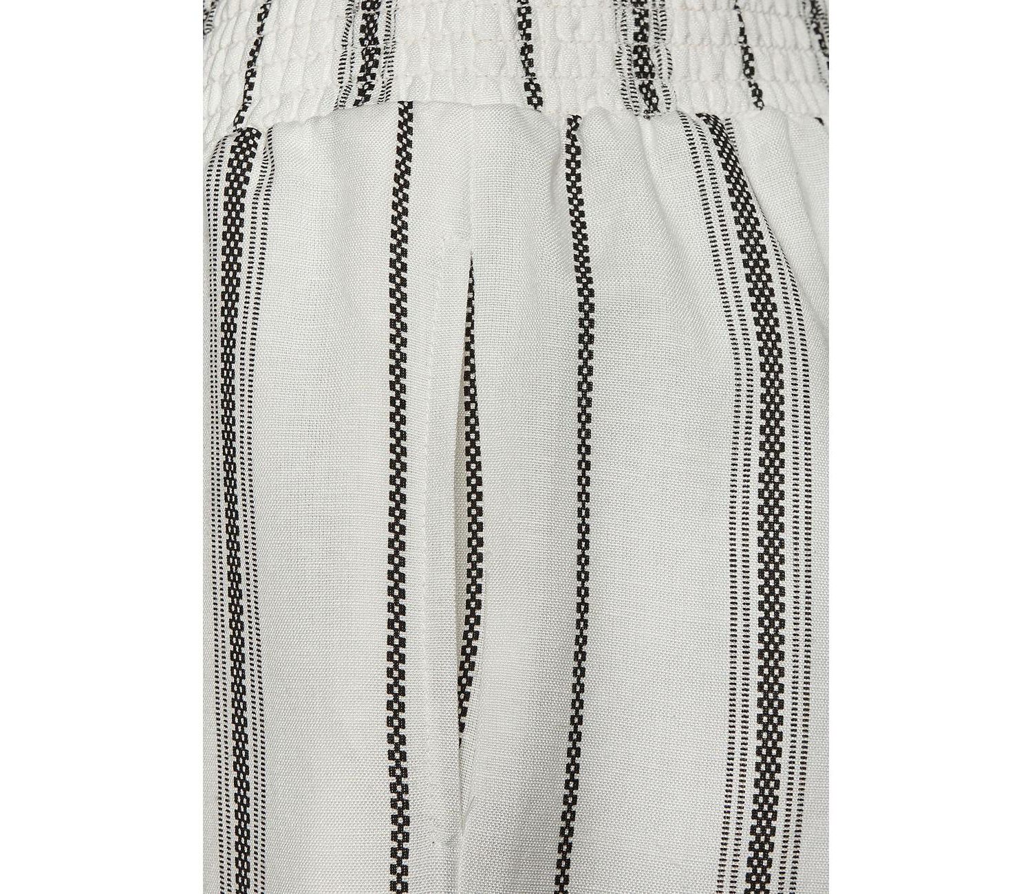 Women's Striped Wide Leg Smocked with Pockets Pants
