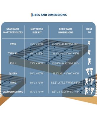 King Wood Platform Bed Frame with Wood Slat Support