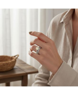 CZ Cubic Zirconia 1CT Solitaire & Eternity Band Set Ring