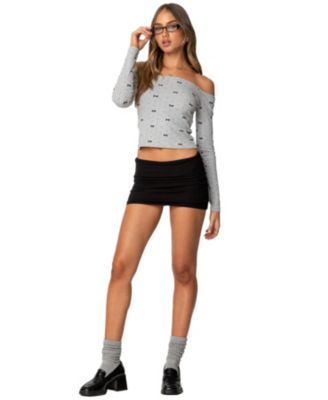 Women's Ryna Bows & Dots Off Shoulder Top