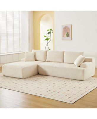 Cloud Sectional Couch, 106" Plush Corduroy Modular L Shape Upholstered Sofa with Deep Seat and Foam Cushions