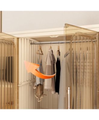 Portable Wardrobe Closet with 12 Magnetic Doors, 1 Hanging Rod & 6 Hangers