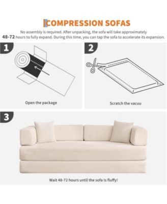 Convertible Couch - 78.7" Folding Sofa Bed with 2 Pillows,   No Assembly Required for Living Room, Bedroom