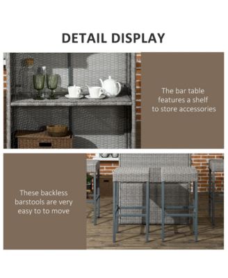 5 Piece Rattan Wicker High Top Outdoor Bar Table and Chairs Set