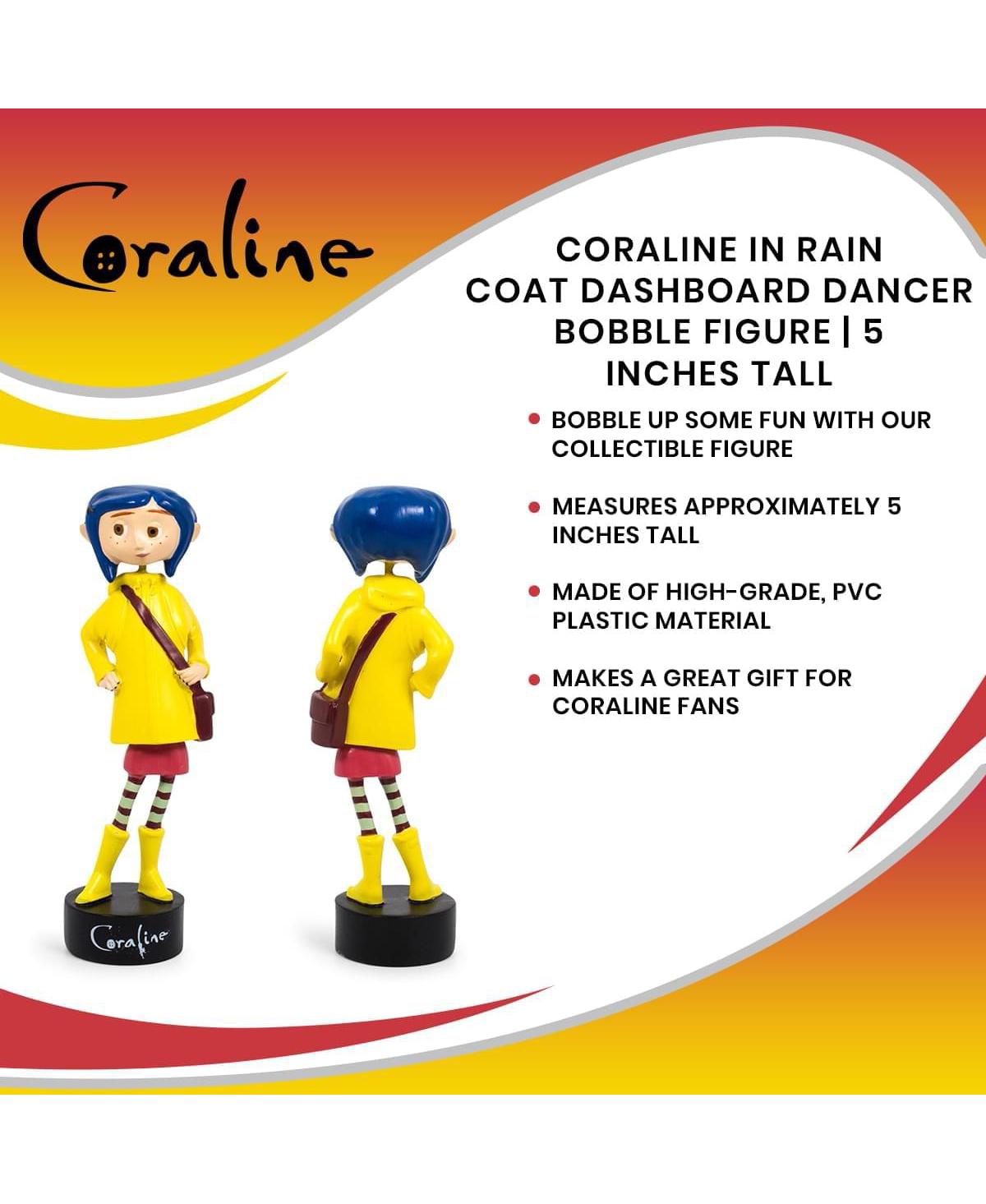 Surreal Entertainment Coraline in Rain Coat Pvc Bobble Figure for Adults Only | Collectible Bobblehead Action Figure, Desk Toy Accessories | 5 Inches