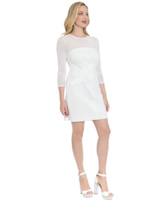Women's Tuxedo Illusion Crew Neck Short Dress