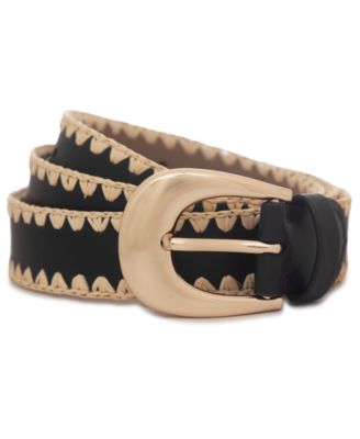 MICHAEL Raffia Leather Belt