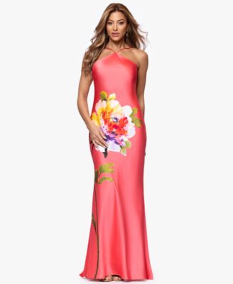 Petite Floral Placement Print Ball Gown