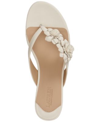 Women's Francesca Floral-Trim Nappa Dress Sandals