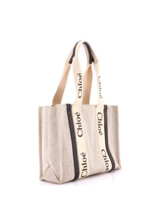 Medium Woody Tote Canvas with Leather