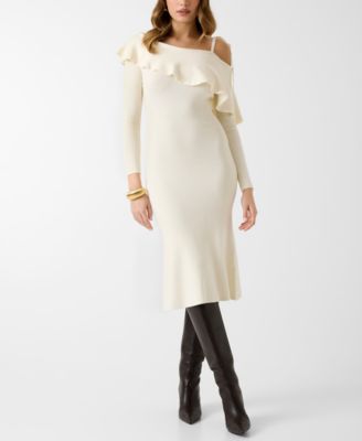 Women's Long-Sleeve Off-The-Shoulder Ambrosia Rib Dress