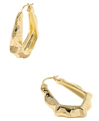 14k Gold Over Brass Adriana Scallop Frame Hoop Earrings
