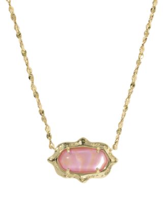 Imitation Pearl and 14k Gold Over Brass Elisa Scallop Frame Short Pendant Necklace