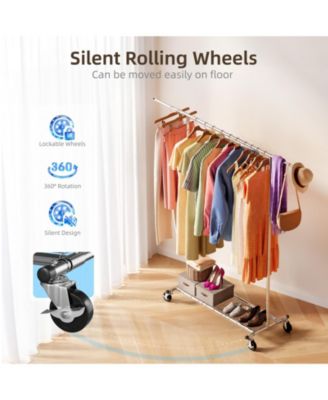 Adjustable Rolling Garment Rack with Extendable Hanging Rod