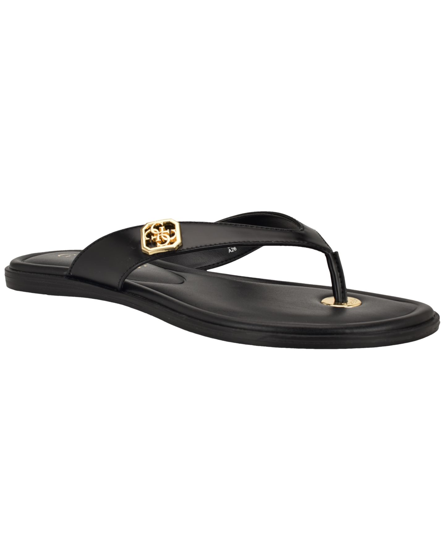 Женские сандалии GUESS Lexing Ornamented Thong Slip-On, цвет: Чёрный — фото 1