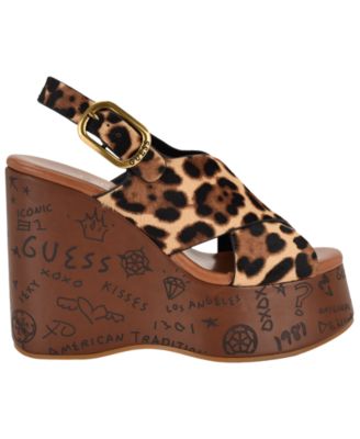 Women's Yarisel Logo-Embossed High Platform Wedge Sandals