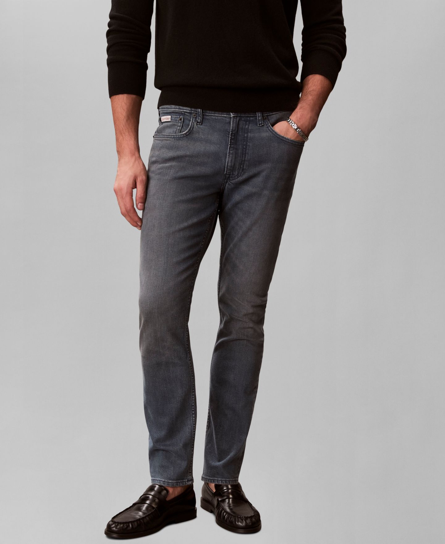 Мужские джинсы Calvin Klein Slim-Fit Stretch Denim, цвет: Синий пепельный каменный — фото 2