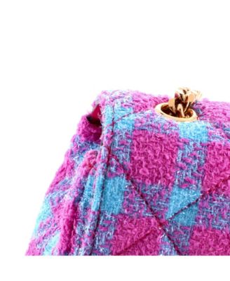 East West Medusa Icon Chain Flap Bag Quilted Tweed