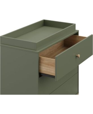 California 3 Drawer Chest With Topper - Olive with Driftwood