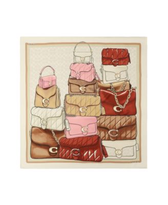 Women's Stacked Tabby Printed Silk Square Scarf