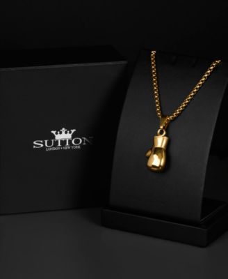 Men's Boxing Glove Stainless Steel Pendant Necklace in 18k Gold-Tone