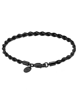 Men's Stainless Steel Black Plated Twisted Rope Chain Bracelet